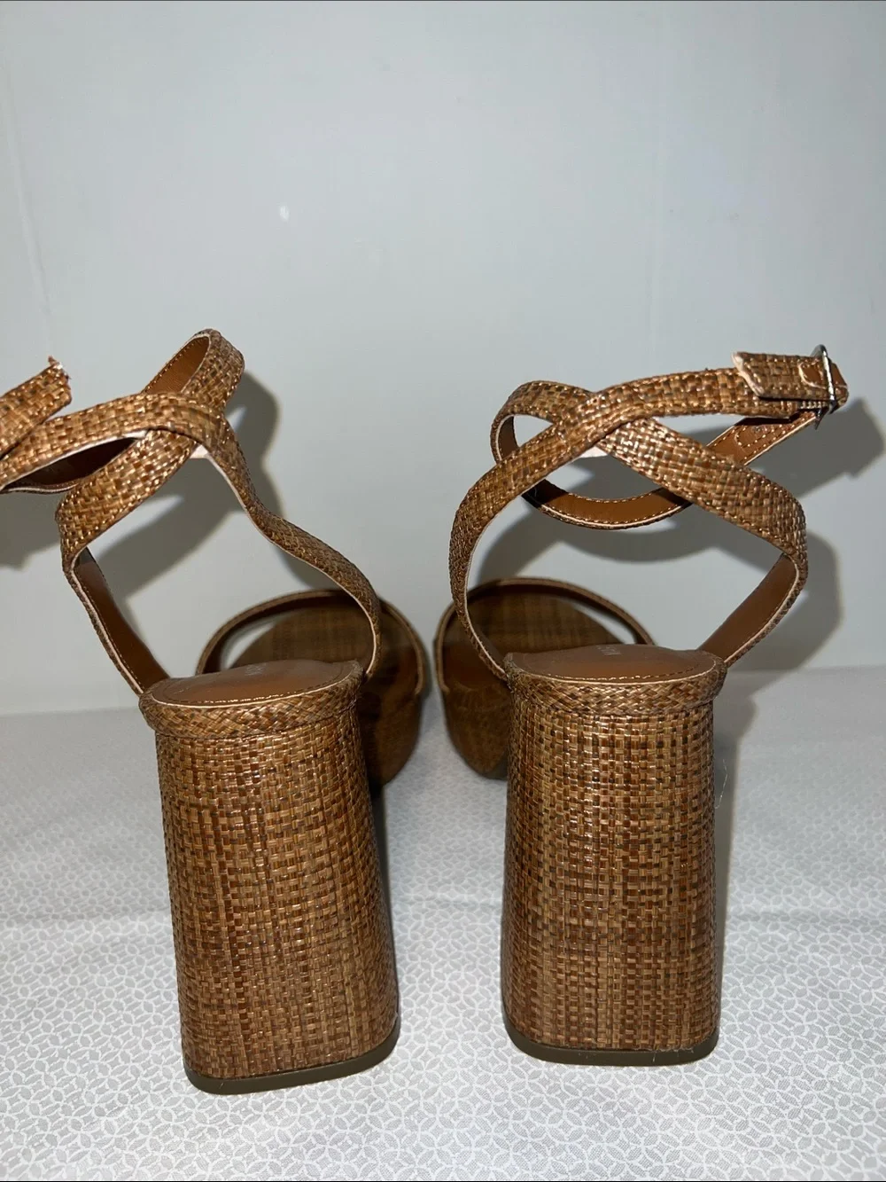Marc Fisher Brown Woven Platform Block Heels